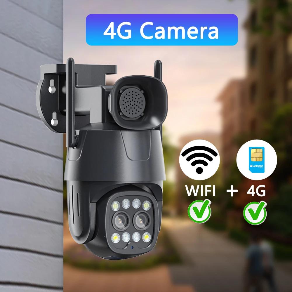 Wifi 4G Sim Card Outdoor PTZ 8MP HD Dual Lens 2.8mm-8mm CCTV Cam